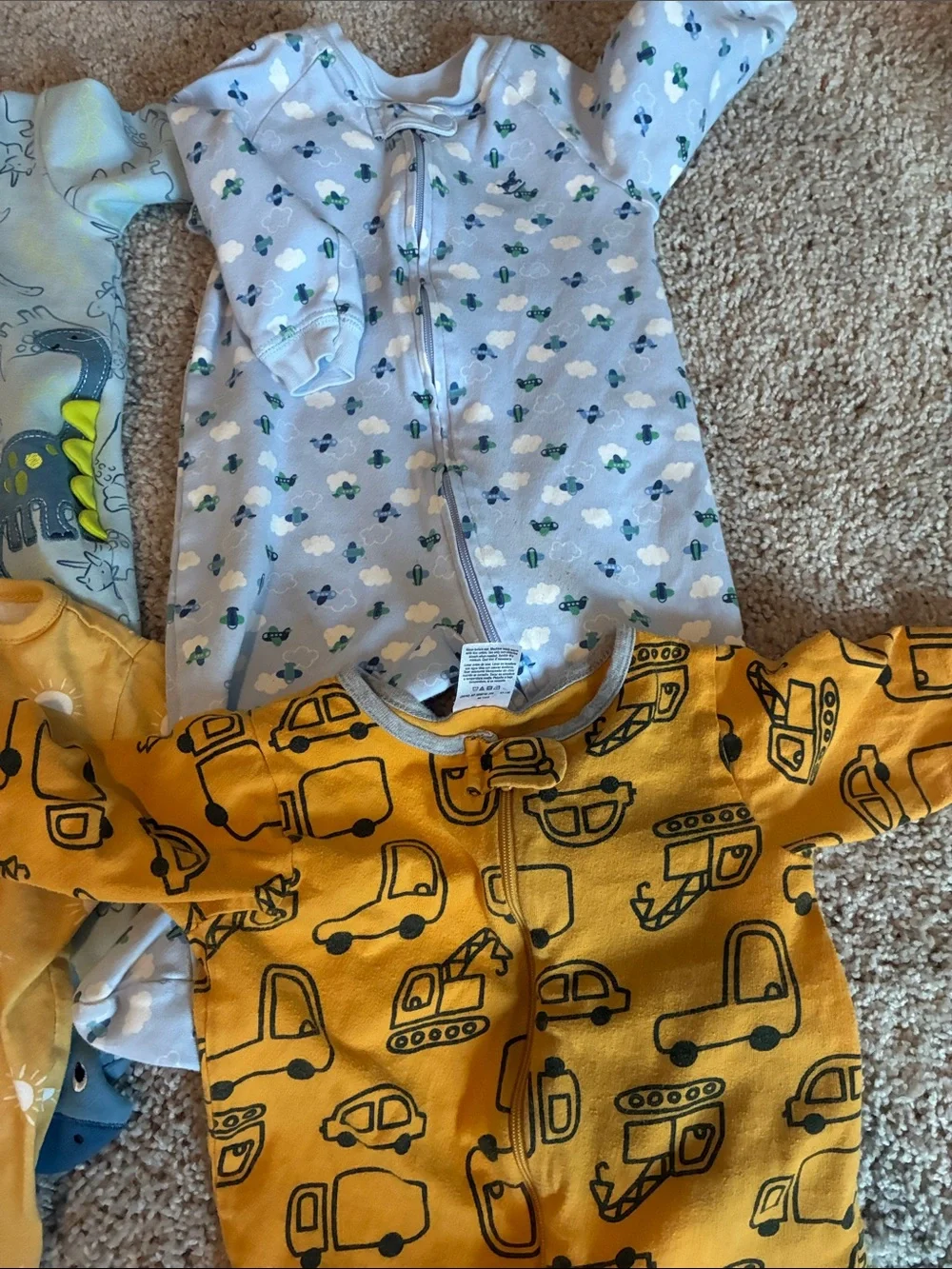 Sleeper Lot: One-Piece Footed Pajamas - Yellow and Blue Mix